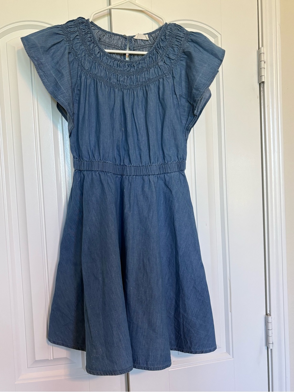 Crewcuts Blue Chambray Smocked-Yoke Dress